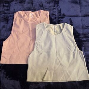 H&M Ribbed Tank Tops - Peach and Sage